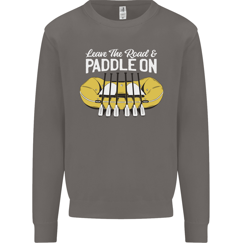 Paddle On Funny White Water Rafting Dinghy Mens Sweatshirt Jumper Charcoal