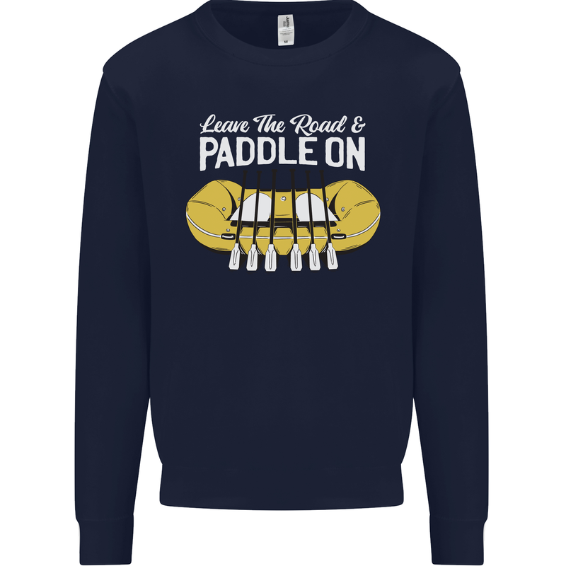 Paddle On Funny White Water Rafting Dinghy Mens Sweatshirt Jumper Navy Blue