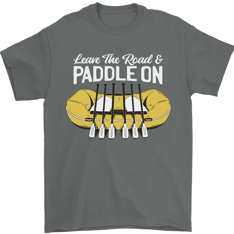 Paddle On Funny White Water Rafting Dinghy Mens T-Shirt 100% Cotton Charcoal