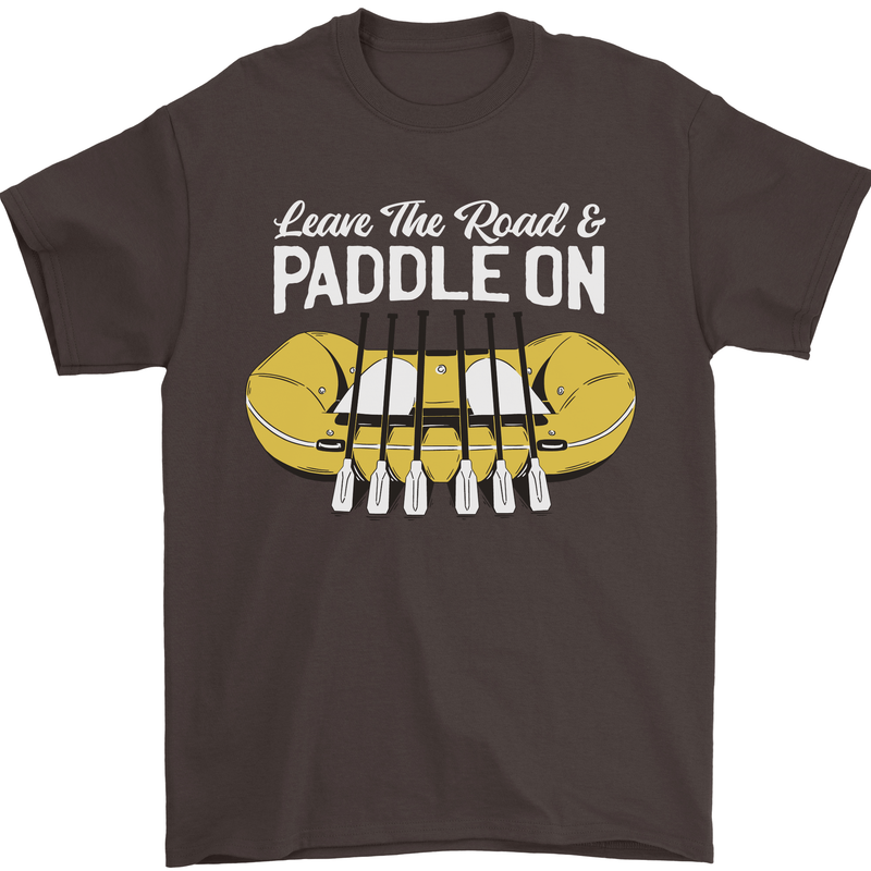 Paddle On Funny White Water Rafting Dinghy Mens T-Shirt 100% Cotton Dark Chocolate