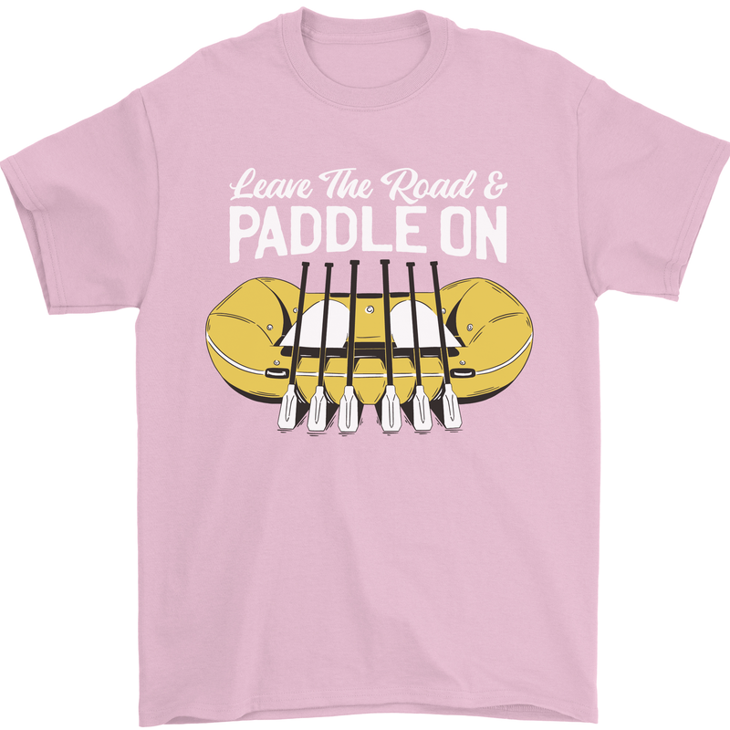 Paddle On Funny White Water Rafting Dinghy Mens T-Shirt 100% Cotton Light Pink