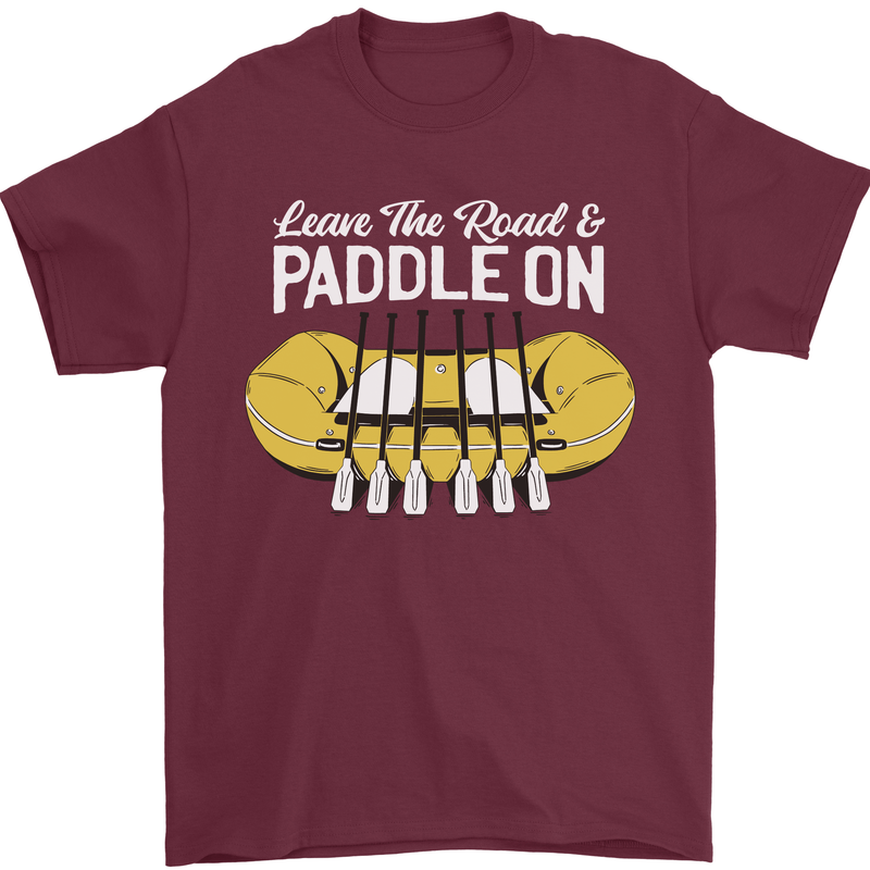 Paddle On Funny White Water Rafting Dinghy Mens T-Shirt 100% Cotton Maroon