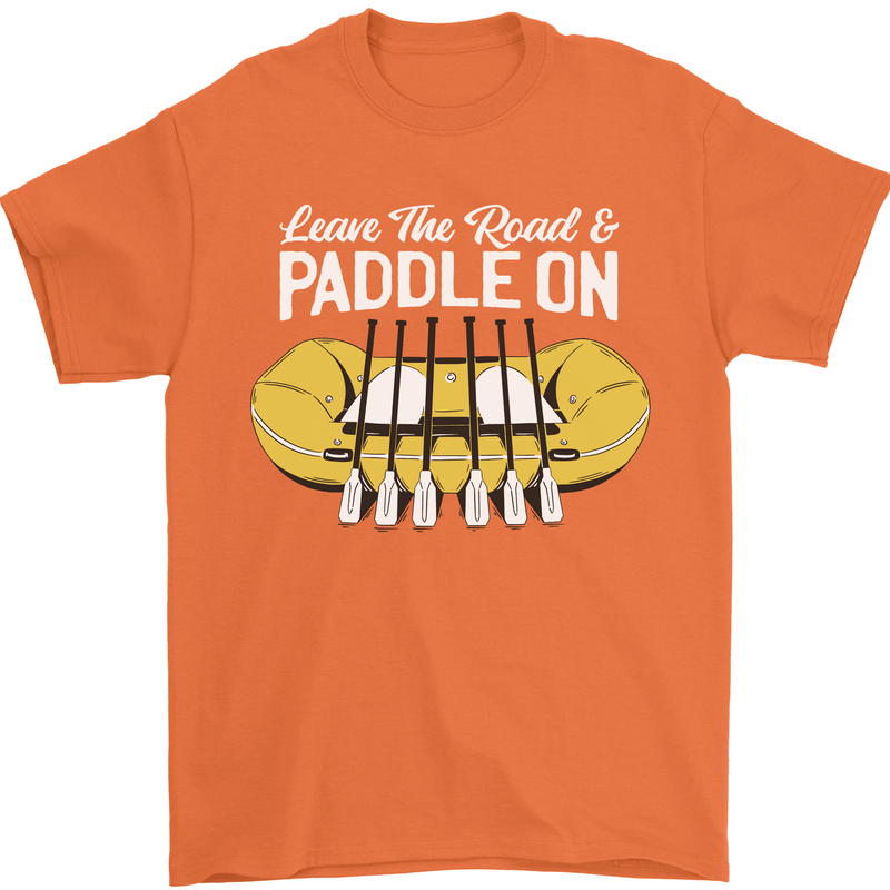 Paddle On Funny White Water Rafting Dinghy Mens T-Shirt 100% Cotton Orange