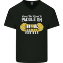 Paddle On Funny White Water Rafting Dinghy Mens V-Neck Cotton T-Shirt Black