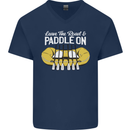 Paddle On Funny White Water Rafting Dinghy Mens V-Neck Cotton T-Shirt Navy Blue