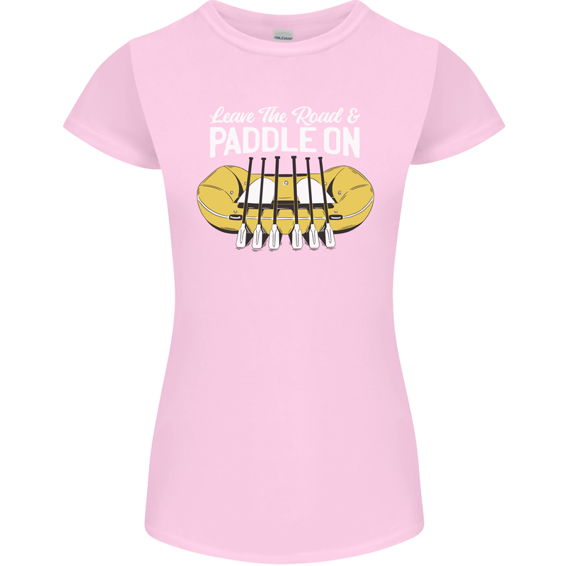 Paddle On Funny White Water Rafting Dinghy Womens Petite Cut T-Shirt Light Pink