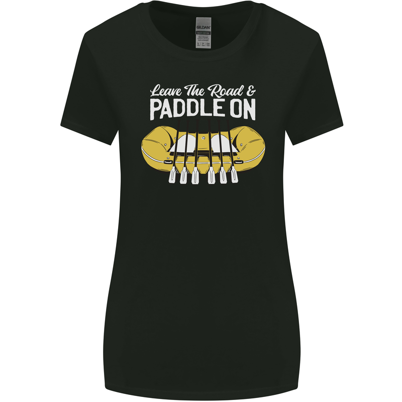 Paddle On Funny White Water Rafting Dinghy Womens Wider Cut T-Shirt Black