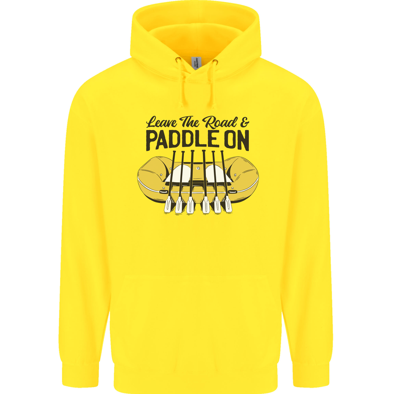 Paddle On White Water Rafting Dinghy Funny Childrens Kids Hoodie Yellow