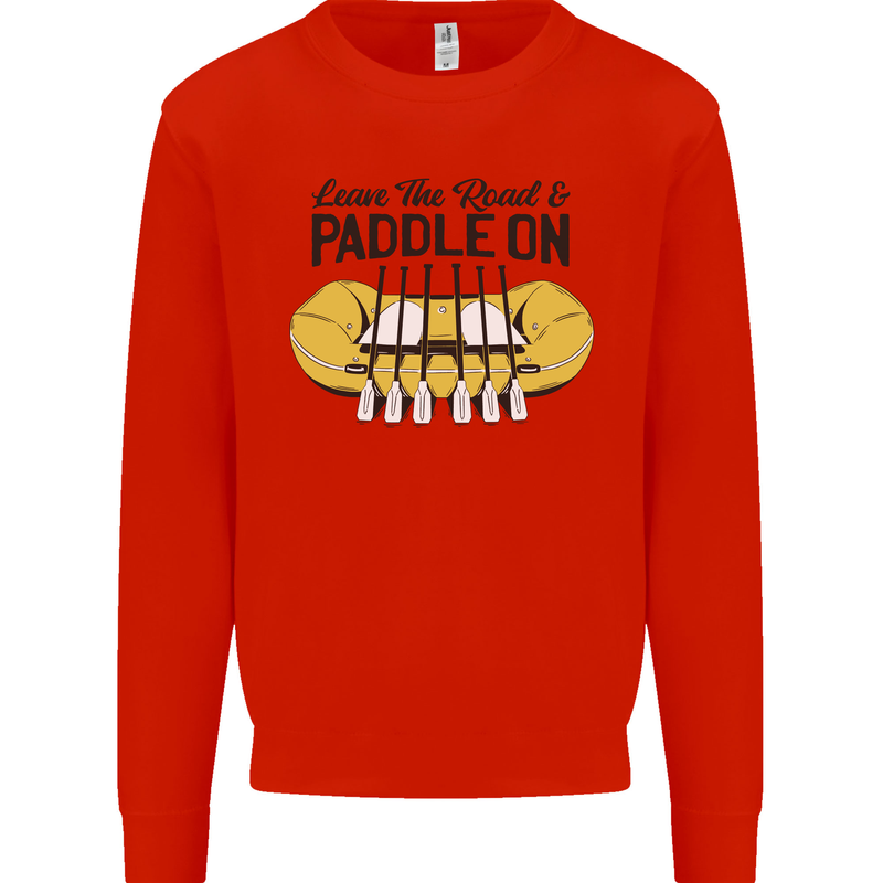 Paddle On White Water Rafting Dinghy Funny Kids Sweatshirt Jumper Bright Red