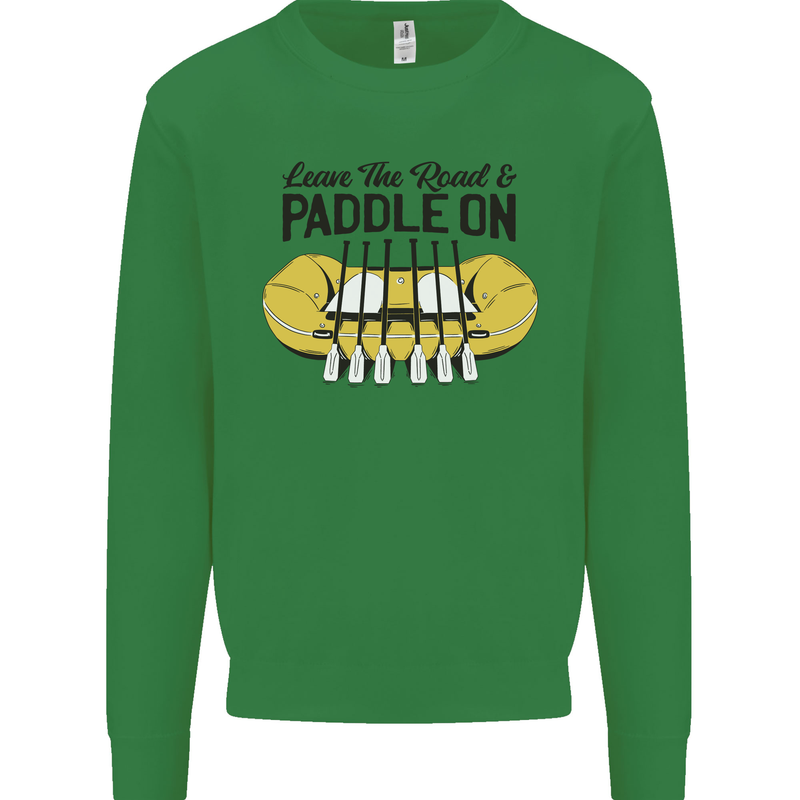 Paddle On White Water Rafting Dinghy Funny Kids Sweatshirt Jumper Irish Green