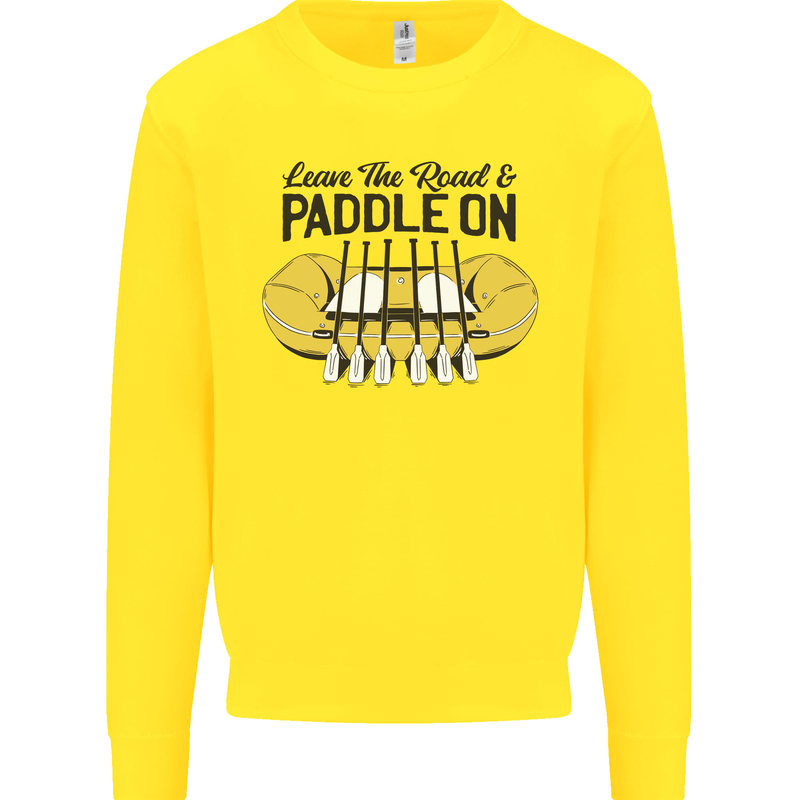 Paddle On White Water Rafting Dinghy Funny Kids Sweatshirt Jumper Yellow