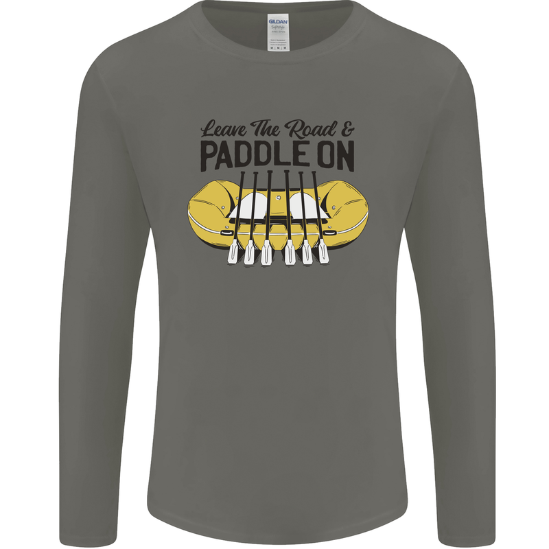 Paddle On White Water Rafting Dinghy Funny Mens Long Sleeve T-Shirt Charcoal