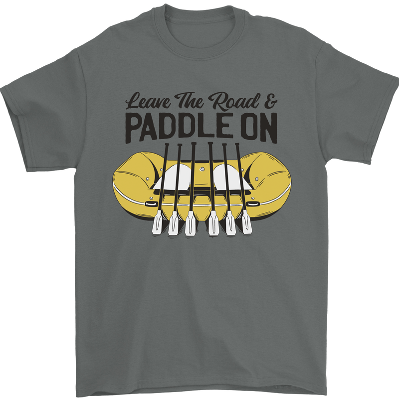 Paddle On White Water Rafting Dinghy Funny Mens T-Shirt 100% Cotton Charcoal