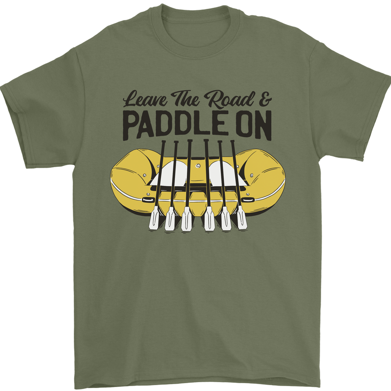 Paddle On White Water Rafting Dinghy Funny Mens T-Shirt 100% Cotton Military Green