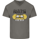 Paddle On White Water Rafting Dinghy Funny Mens V-Neck Cotton T-Shirt Charcoal