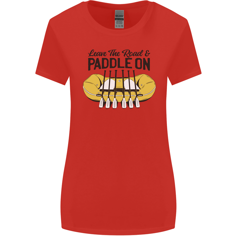 Paddle On White Water Rafting Dinghy Funny Womens Wider Cut T-Shirt Red