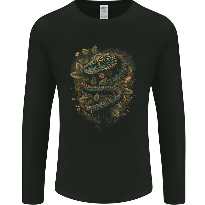 Pagan Snake in a Gothic Tree Mens Long Sleeve T-Shirt Black