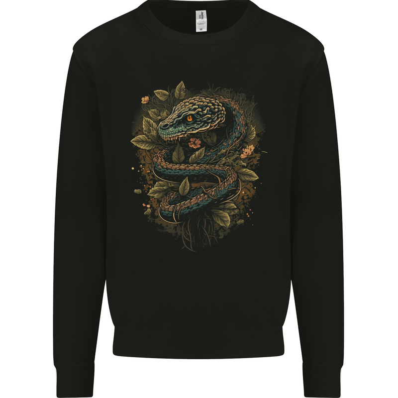 Pagan Snake in a Gothic Tree Mens Sweatshirt Jumper Black