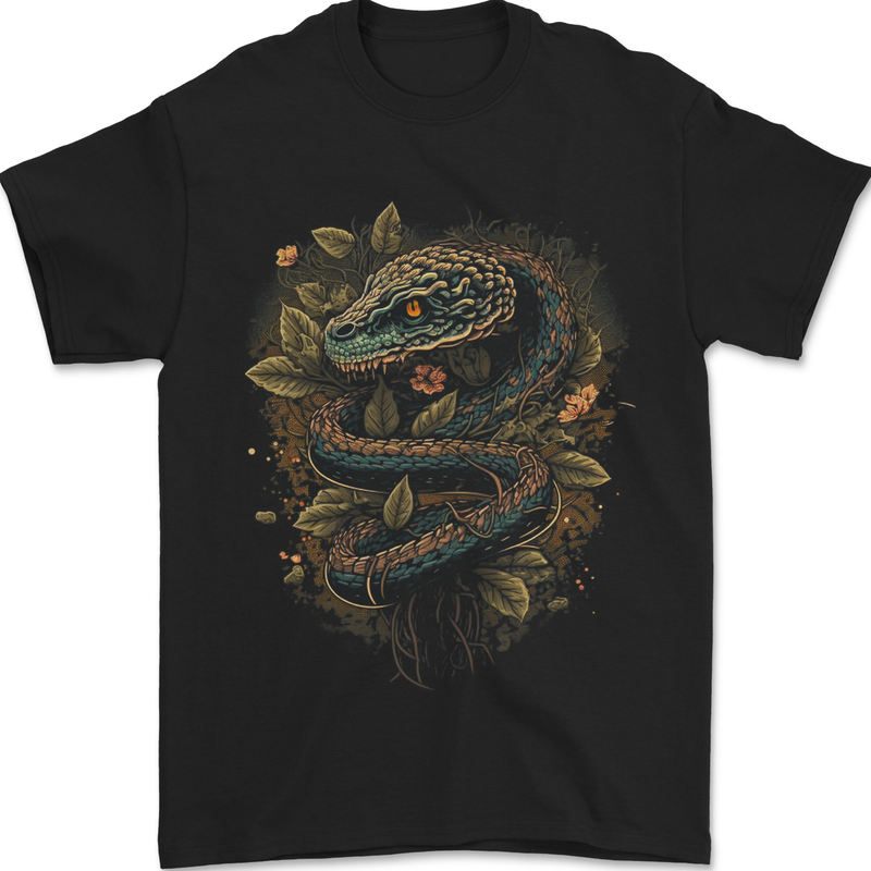 Pagan Snake in a Gothic Tree Mens T-Shirt 100% Cotton Black