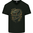 Pagan Snake in a Gothic Tree Mens V-Neck Cotton T-Shirt Black