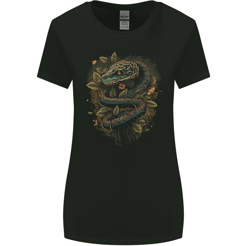 Pagan Snake in a Gothic Tree Womens Wider Cut T-Shirt Black