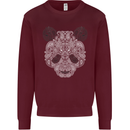 Paisly Panda Bear Kids Sweatshirt Jumper Maroon