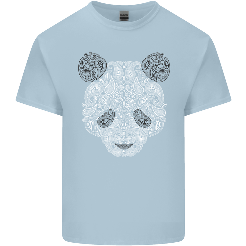 Paisly Panda Bear Kids T-Shirt Childrens Light Blue