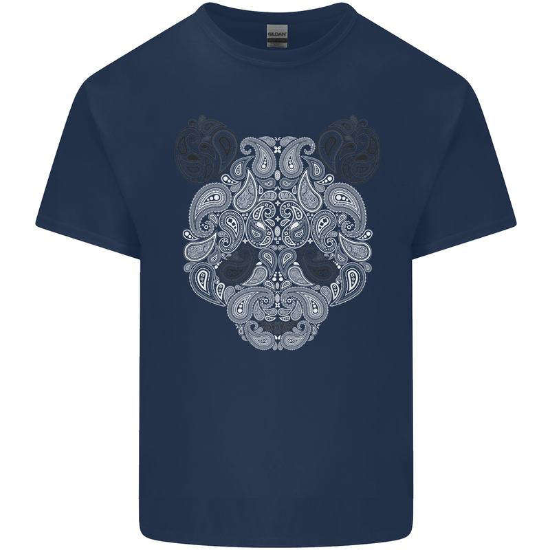 Paisly Panda Bear Kids T-Shirt Childrens Navy Blue