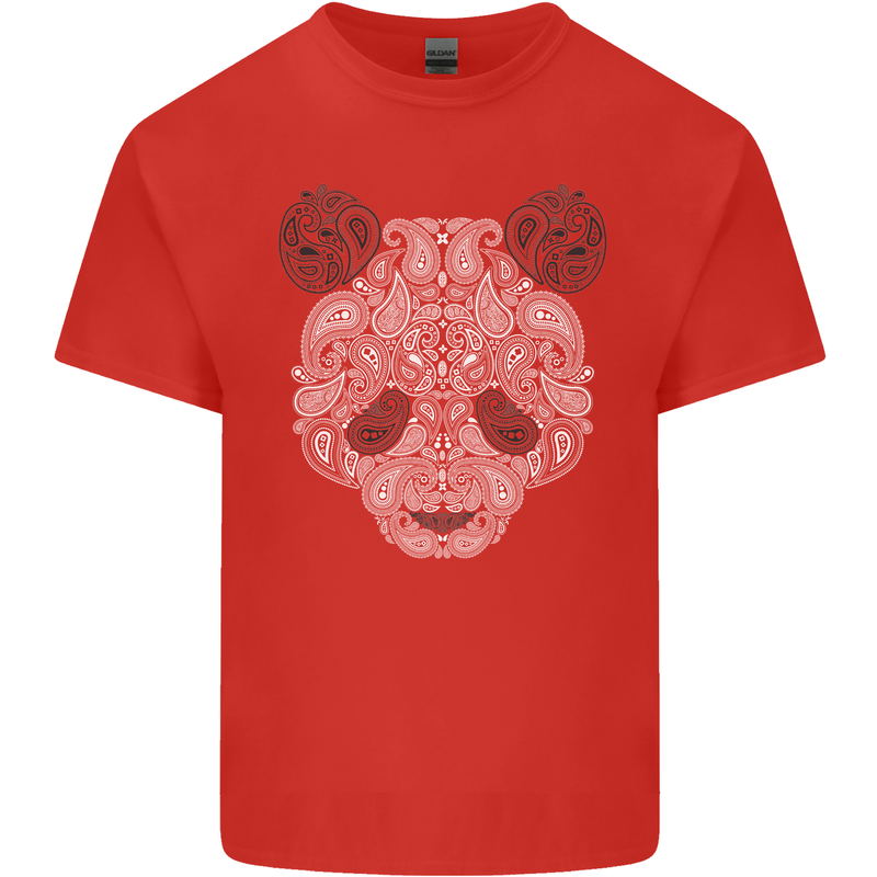 Paisly Panda Bear Kids T-Shirt Childrens Red