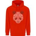 Paisly Panda Bear Mens 80% Cotton Hoodie Bright Red