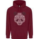 Paisly Panda Bear Mens 80% Cotton Hoodie Maroon