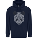 Paisly Panda Bear Mens 80% Cotton Hoodie Navy Blue