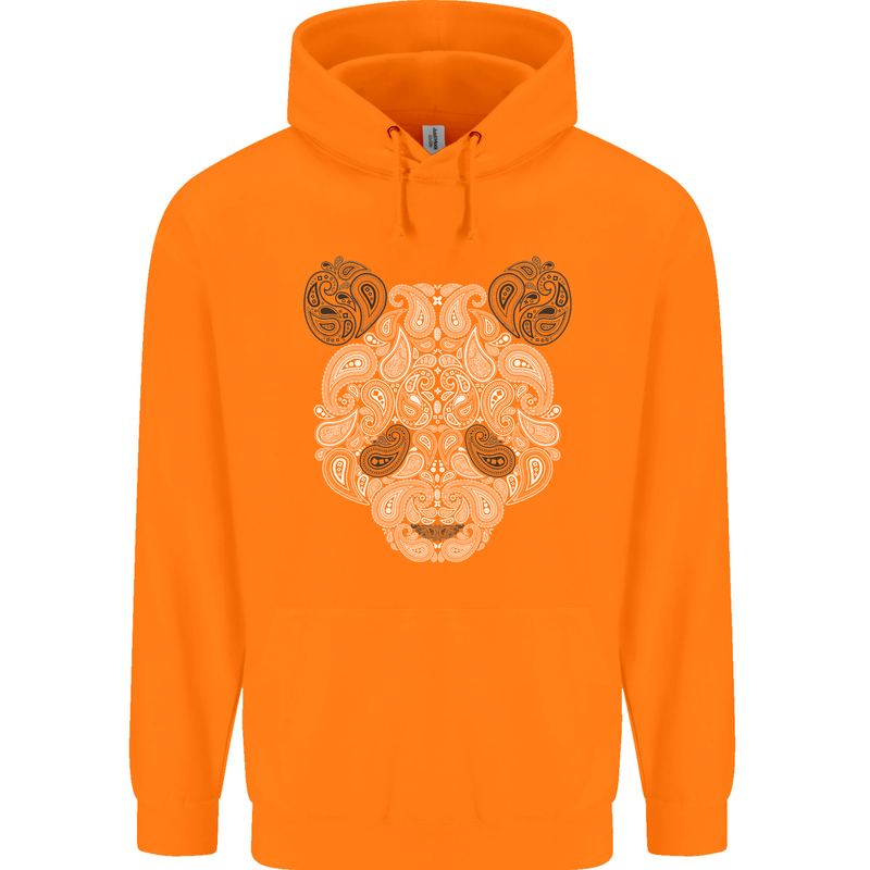 Paisly Panda Bear Mens 80% Cotton Hoodie Orange