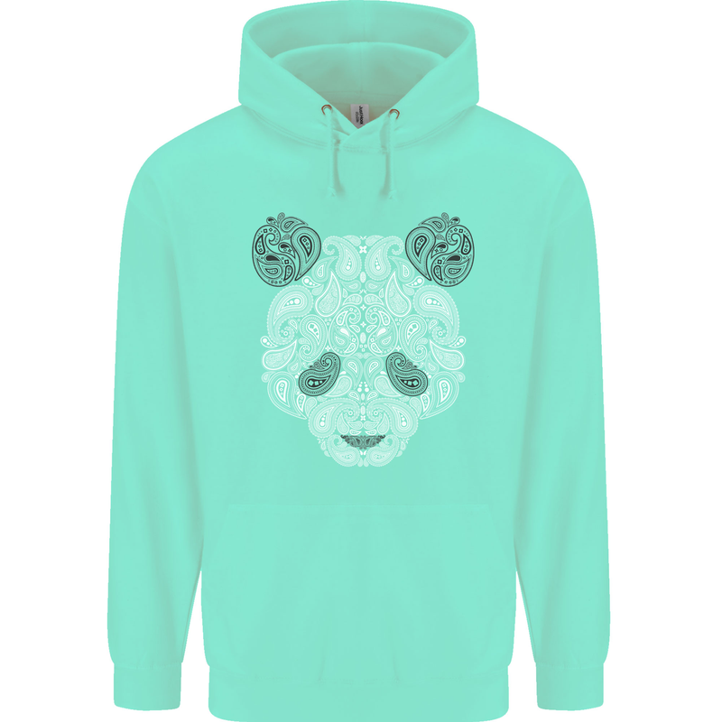 Paisly Panda Bear Mens 80% Cotton Hoodie Peppermint