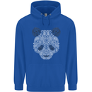 Paisly Panda Bear Mens 80% Cotton Hoodie Royal Blue