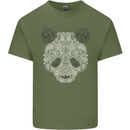 Paisly Panda Bear Mens Cotton T-Shirt Tee Top Military Green