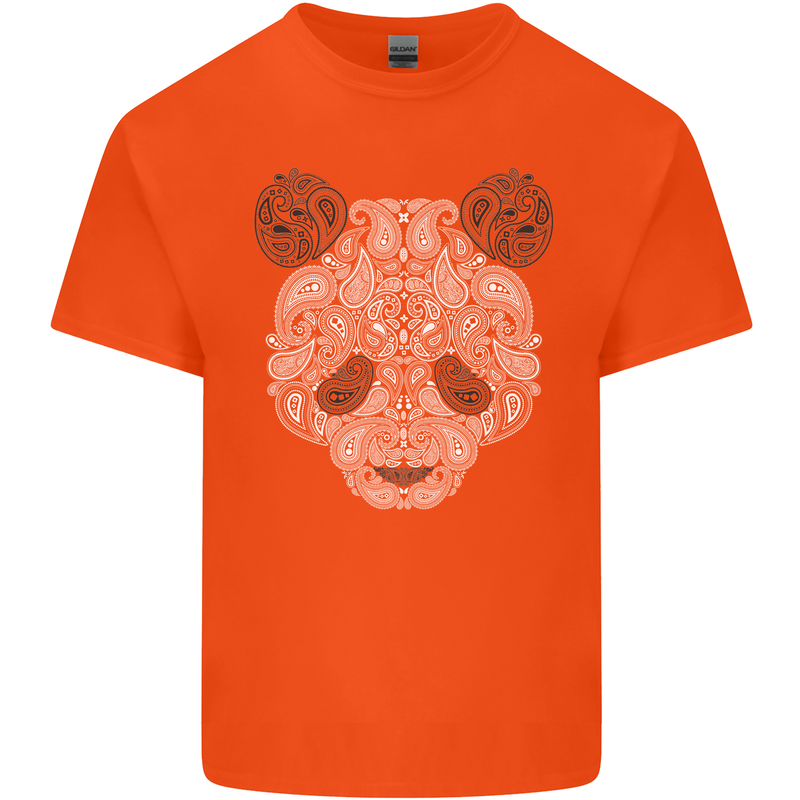 Paisly Panda Bear Mens Cotton T-Shirt Tee Top Orange