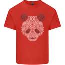 Paisly Panda Bear Mens Cotton T-Shirt Tee Top Red