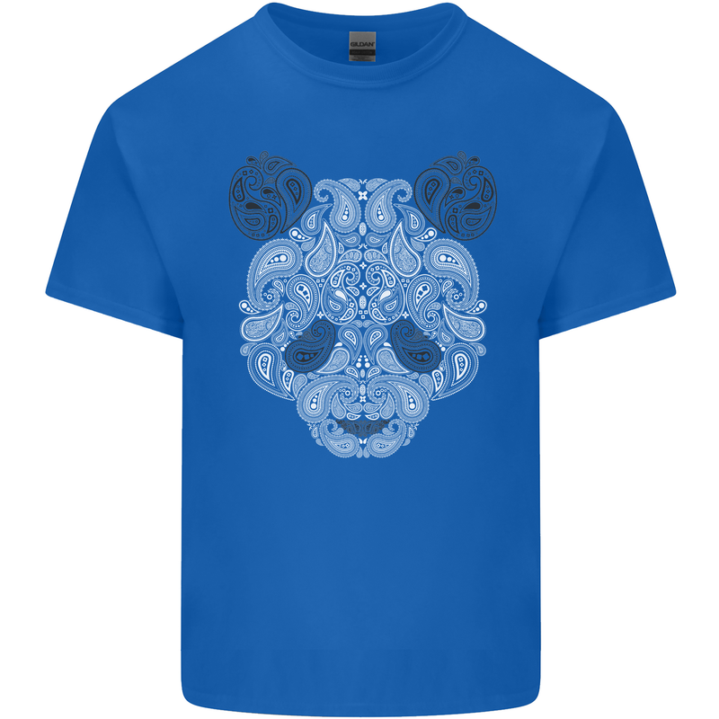 Paisly Panda Bear Mens Cotton T-Shirt Tee Top Royal Blue