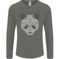 Paisly Panda Bear Mens Long Sleeve T-Shirt Charcoal