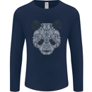 Paisly Panda Bear Mens Long Sleeve T-Shirt Navy Blue
