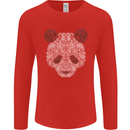 Paisly Panda Bear Mens Long Sleeve T-Shirt Red