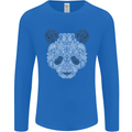 Paisly Panda Bear Mens Long Sleeve T-Shirt Royal Blue