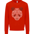 Paisly Panda Bear Mens Sweatshirt Jumper Bright Red