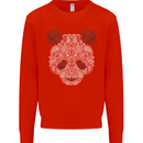 Paisly Panda Bear Mens Sweatshirt Jumper Bright Red