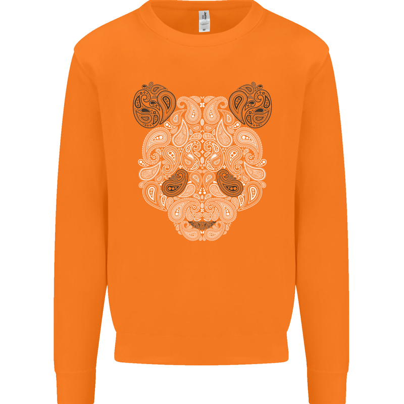 Paisly Panda Bear Mens Sweatshirt Jumper Orange
