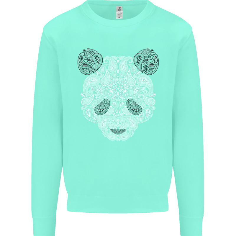 Paisly Panda Bear Mens Sweatshirt Jumper Peppermint