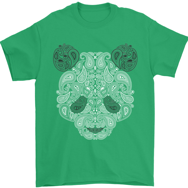 Paisly Panda Bear Mens T-Shirt 100% Cotton Irish Green