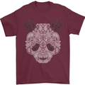 Paisly Panda Bear Mens T-Shirt 100% Cotton Maroon
