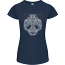 Paisly Panda Bear Womens Petite Cut T-Shirt Navy Blue